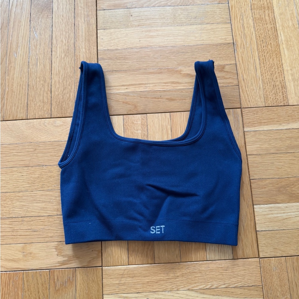SET Active Sculptflex Navy Box Cut Sports Bra